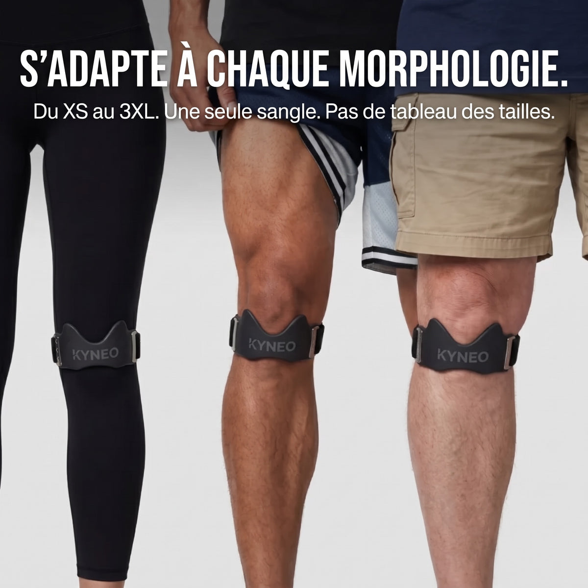 Le strap rotulien KYNEO s'adapte à chaque morphologie